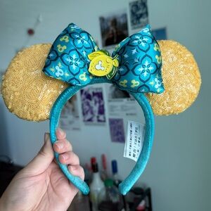 Disney Parks Lemon EPCOT Italy Salut Teal and Gold Sequin Minnie Ears Headband